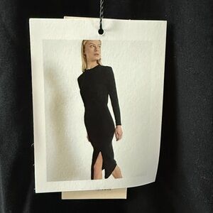 NATION LTD Long Sleeve Black Cotton Maxi Dress Jet Black Color Size Small NWT